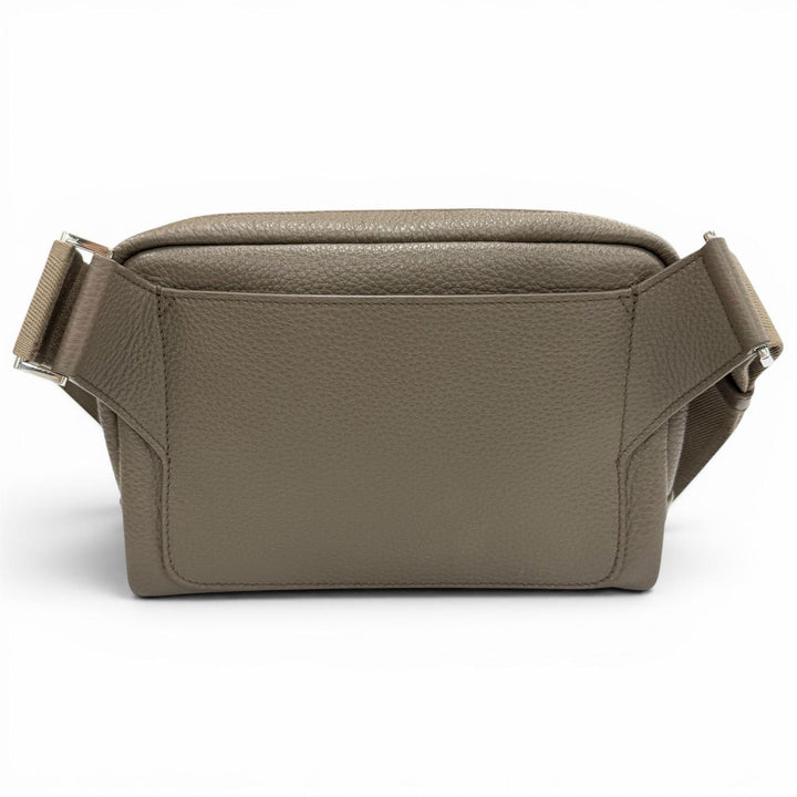 極美品△PRADA プラダ 2VH181 トライアングルロゴ トリックチャーム付 ヴィッテロダイノレザー ショルダーバッグ グレージュ イタリア製