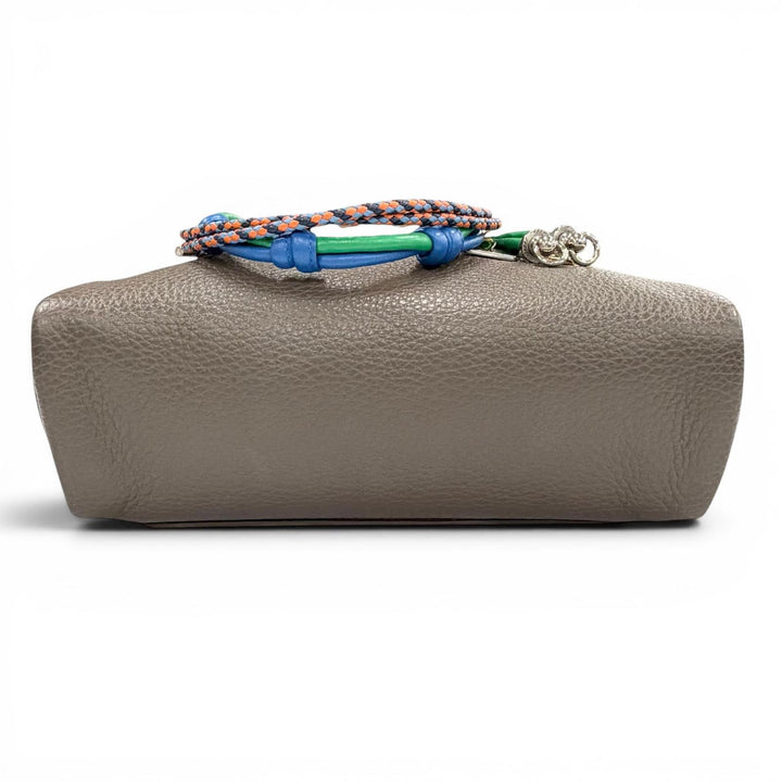 極美品△PRADA プラダ 2VH181 トライアングルロゴ トリックチャーム付 ヴィッテロダイノレザー ショルダーバッグ グレージュ イタリア製