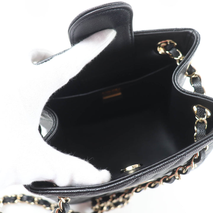 未使用☆CHANEL シャネル AS3176 キャビアスキン マトラッセ ココマーク ミニバケット チェーンショルダー ハンドバッグ 黒 ゴールド金具