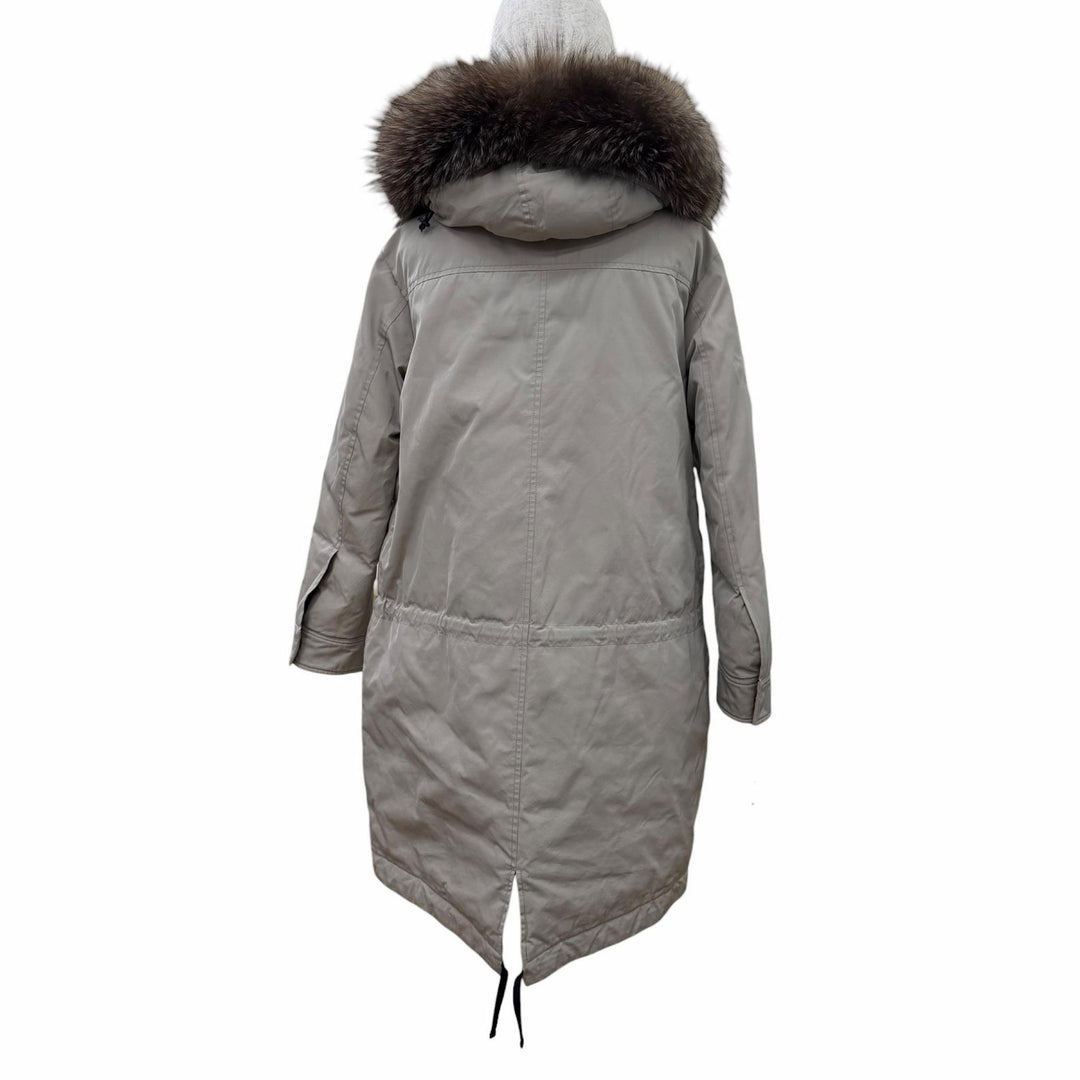 美品☆MONCLER モンクレール C20934987715 VERONICA ロゴワッペン・フォックスファー・フード付 ダウンコート 1 ベージュ レディース