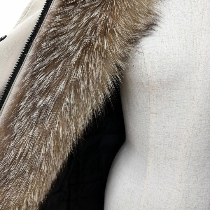 美品☆MONCLER モンクレール C20934987715 VERONICA ロゴワッペン・フォックスファー・フード付 ダウンコート 1 ベージュ レディース