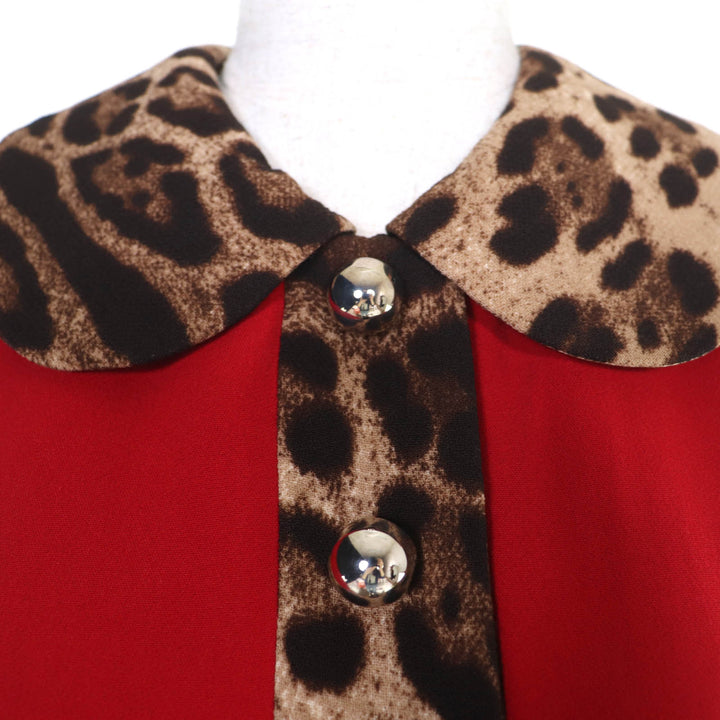 美品☆DOLCE&amp;GABBANA ドルチェ＆ガッバーナ F6E7RT レオパード柄 ノースリーブ ワンピース レッド ブラウン系 40 イタリア製 正規品