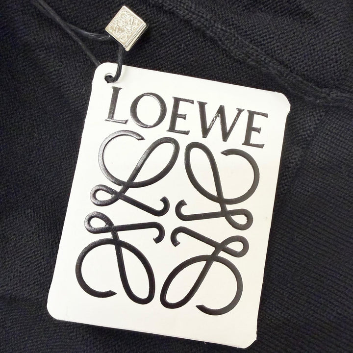 未使用品□LOEWE ロエベ Q825Y16K04 ウール アナグラムロゴ刺繍 エンブロイダリー 薄手 ニットカーディガン ブラック M 正規品 メンズ