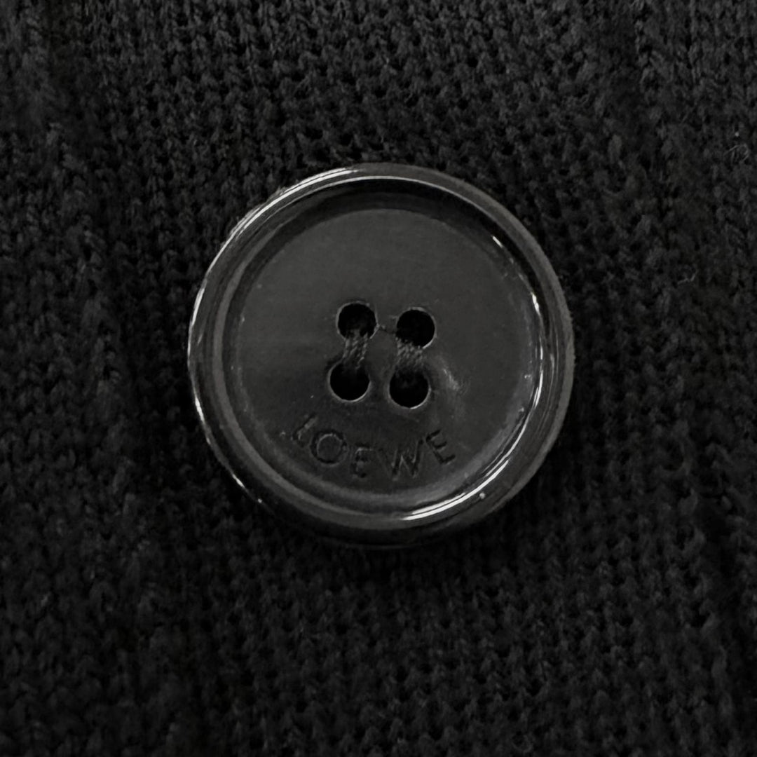 未使用品□LOEWE ロエベ Q825Y16K04 ウール アナグラムロゴ刺繍 エンブロイダリー 薄手 ニットカーディガン ブラック M 正規品 メンズ