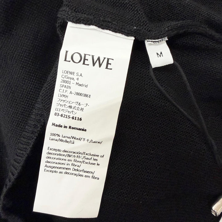 未使用品□LOEWE ロエベ Q825Y16K04 ウール アナグラムロゴ刺繍 エンブロイダリー 薄手 ニットカーディガン ブラック M 正規品 メンズ