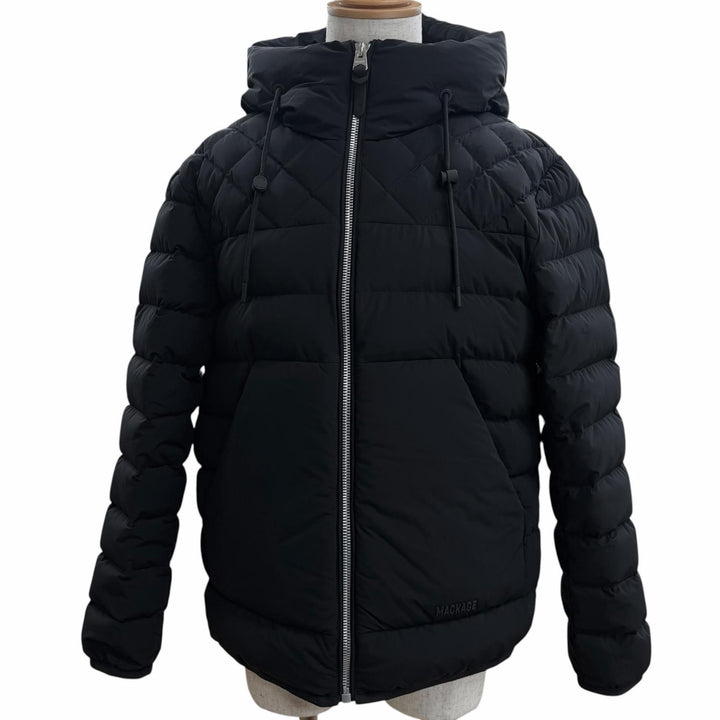 極美品□MACKAGE マッカージュ 25AW BERGEN ベルゲン フーデッド ダウンジャケット ブラック 40 正規品 メンズ ガーメント・ハンガー付き