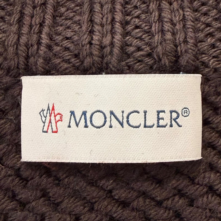 美品□MONCLER モンクレール 2024年製 J20919B00029 羊毛 ダウン切り替え ニットジャケット ブルゾンジャケット ブラウン L 正規品