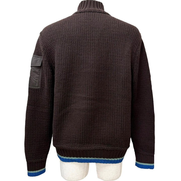美品□MONCLER モンクレール 2024年製 J20919B00029 羊毛 ダウン切り替え ニットジャケット ブルゾンジャケット ブラウン L 正規品