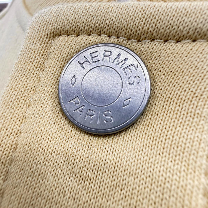 極美品▼HERMES エルメス 25SS H557850HA クルー ド セル セリエボタン ロゴ刺繍 裏起毛 ジャケット テディブルゾン イエロー L 正規品