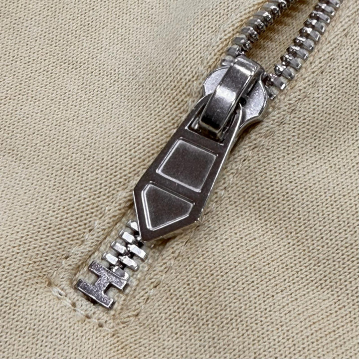 極美品▼HERMES エルメス 25SS H557850HA クルー ド セル セリエボタン ロゴ刺繍 裏起毛 ジャケット テディブルゾン イエロー L 正規品