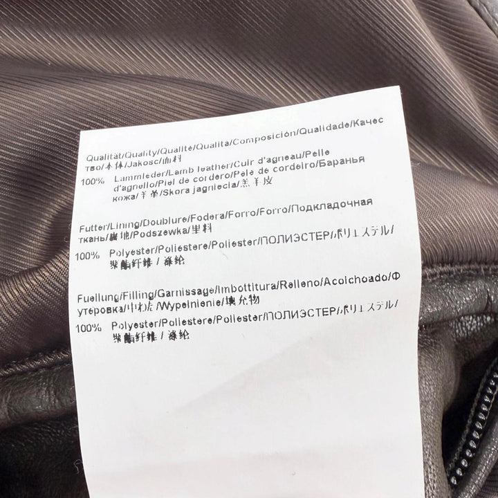 良品□HUGO BOSS ヒューゴボス ラムレザー ライダースジャケット バイカージャケット ブラウン 48 正規品 ガーメント・ハンガー付き