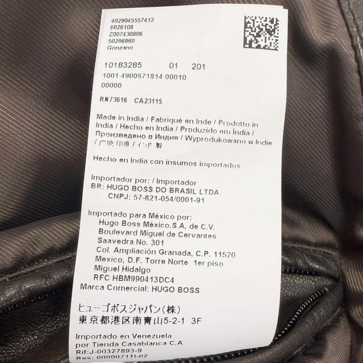 良品□HUGO BOSS ヒューゴボス ラムレザー ライダースジャケット バイカージャケット ブラウン 48 正規品 ガーメント・ハンガー付き