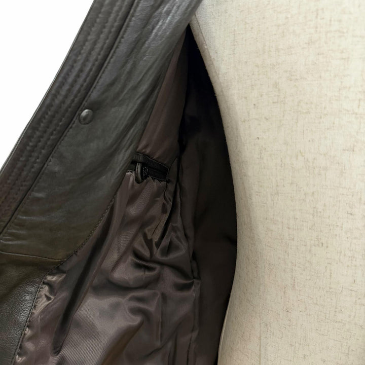良品□HUGO BOSS ヒューゴボス ラムレザー ライダースジャケット バイカージャケット ブラウン 48 正規品 ガーメント・ハンガー付き