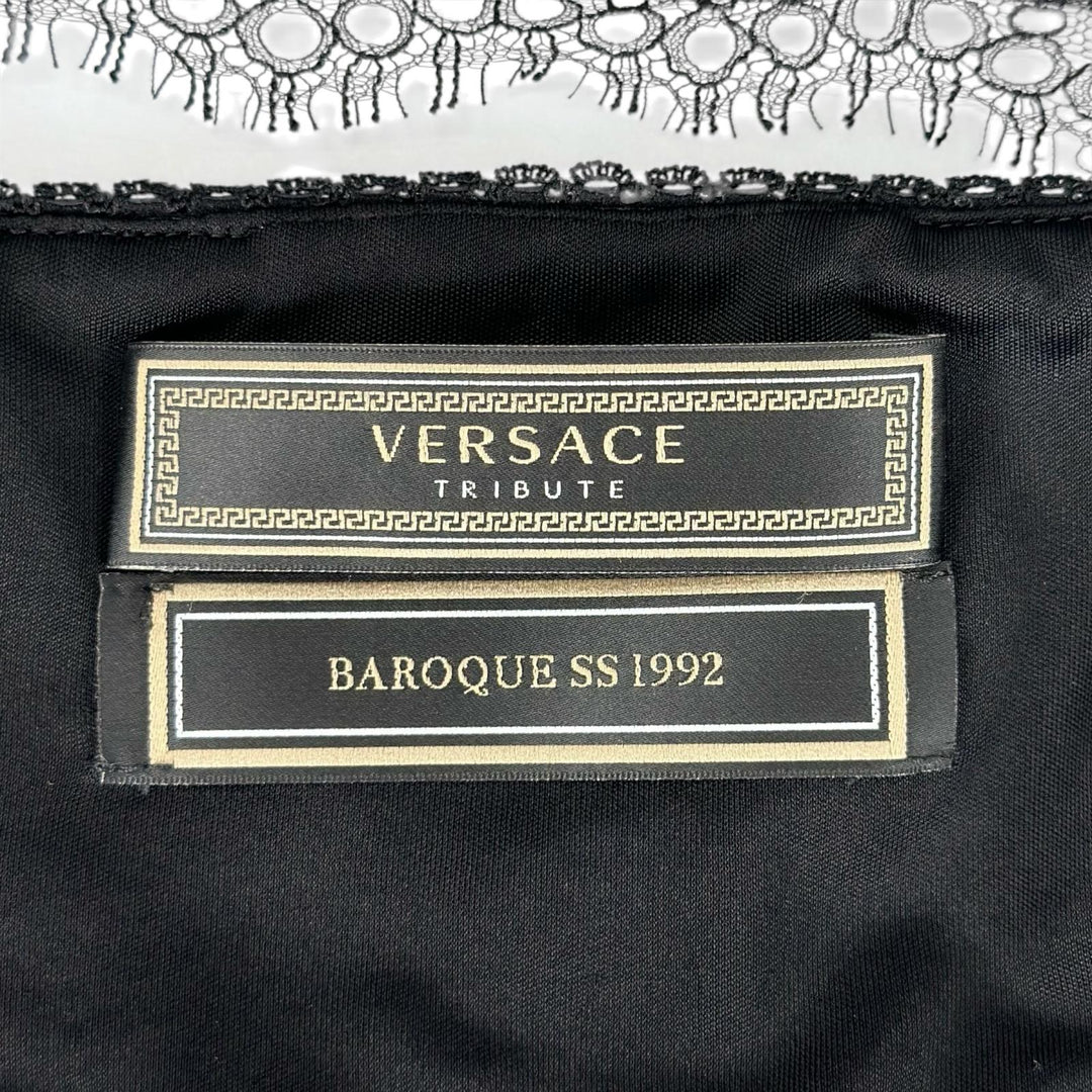 極美品▲VERSACE ヴェルサーチ A78760 シルク100％ バロック柄 ビスチェ ブラレット ブラック イエロー 38 イタリア製 正規品 レディース