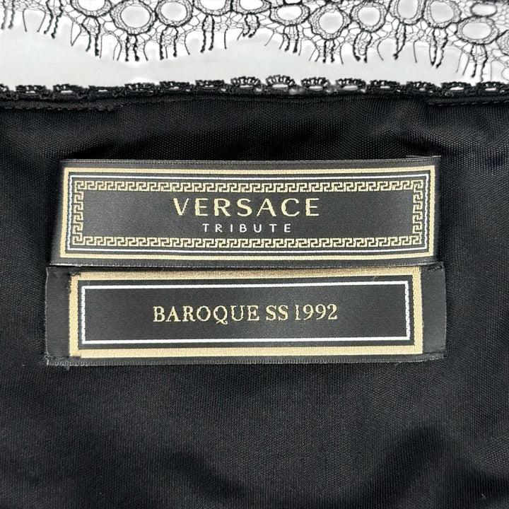 極美品▲VERSACE ヴェルサーチ A78760 シルク100％ バロック柄 ビスチェ ブラレット ブラック イエロー 38 イタリア製 正規品 レディース