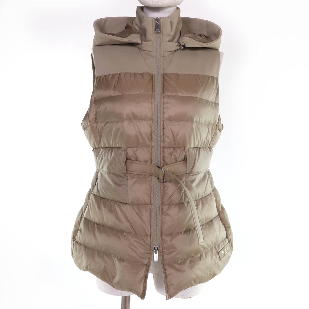 極美品☆TATRAS タトラス LTK19S4201 PANTELLERIA ベルト・フード付 ZIP UP ダウンベスト ベージュ 03 正規品 レディース