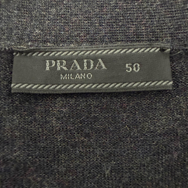 極美品▼PRADA プラダ 2022年製 DNA959 バージンウール100% Vネック ハイゲージニット カーディガン ダークグレー 50 伊製 正規品 メンズ