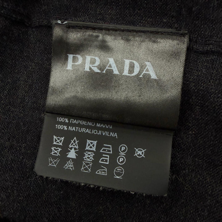 極美品▼PRADA プラダ 2022年製 DNA959 バージンウール100% Vネック ハイゲージニット カーディガン ダークグレー 50 伊製 正規品 メンズ