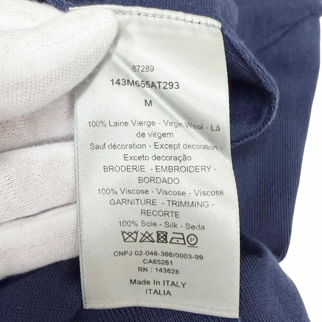 美品□DIOR ディオール オム 143M655AT293 ケニーシャーフ トランプモチーフ 一部シルク 薄手 セーター ネイビー M イタリア製 正規品