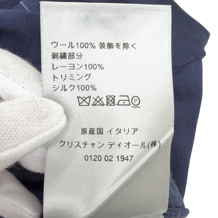美品□DIOR ディオール オム 143M655AT293 ケニーシャーフ トランプモチーフ 一部シルク 薄手 セーター ネイビー M イタリア製 正規品