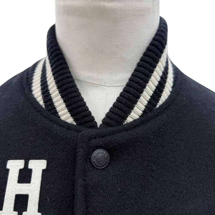 良品▼HYSTERIC GLAMOUR ヒステリックグラマー 02223AB09 ウール90% SEE NO EVIL刺繍 ヴァーシティ レザー 袖革スタジャン M 正規品