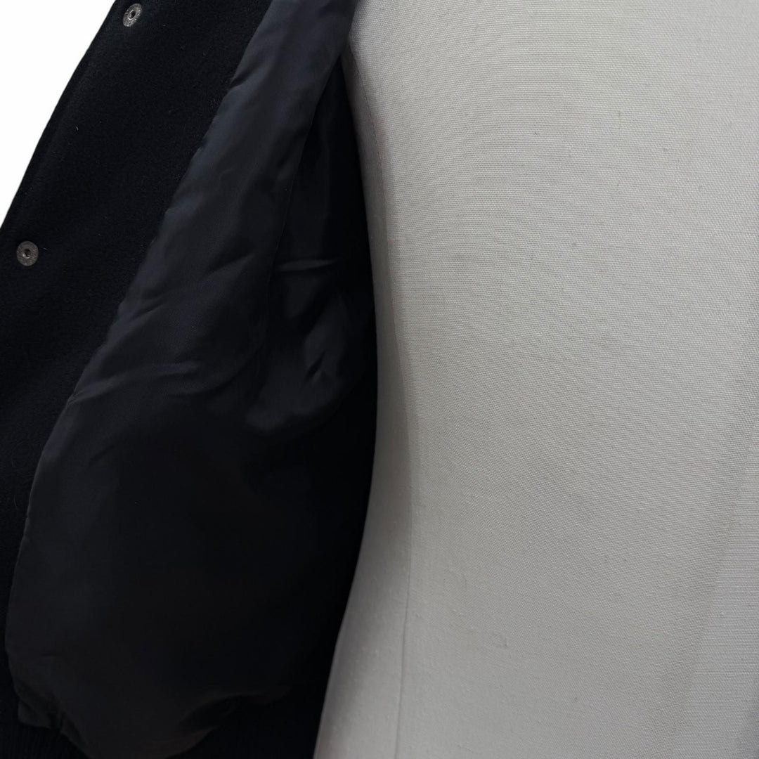 良品▼HYSTERIC GLAMOUR ヒステリックグラマー 02223AB09 ウール90% SEE NO EVIL刺繍 ヴァーシティ レザー 袖革スタジャン M 正規品