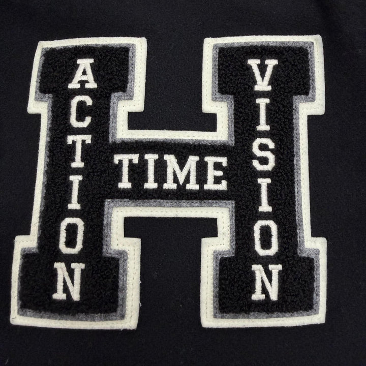 良品▼HYSTERIC GLAMOUR ヒステリックグラマー 02223AB09 ウール90% SEE NO EVIL刺繍 ヴァーシティ レザー 袖革スタジャン M 正規品