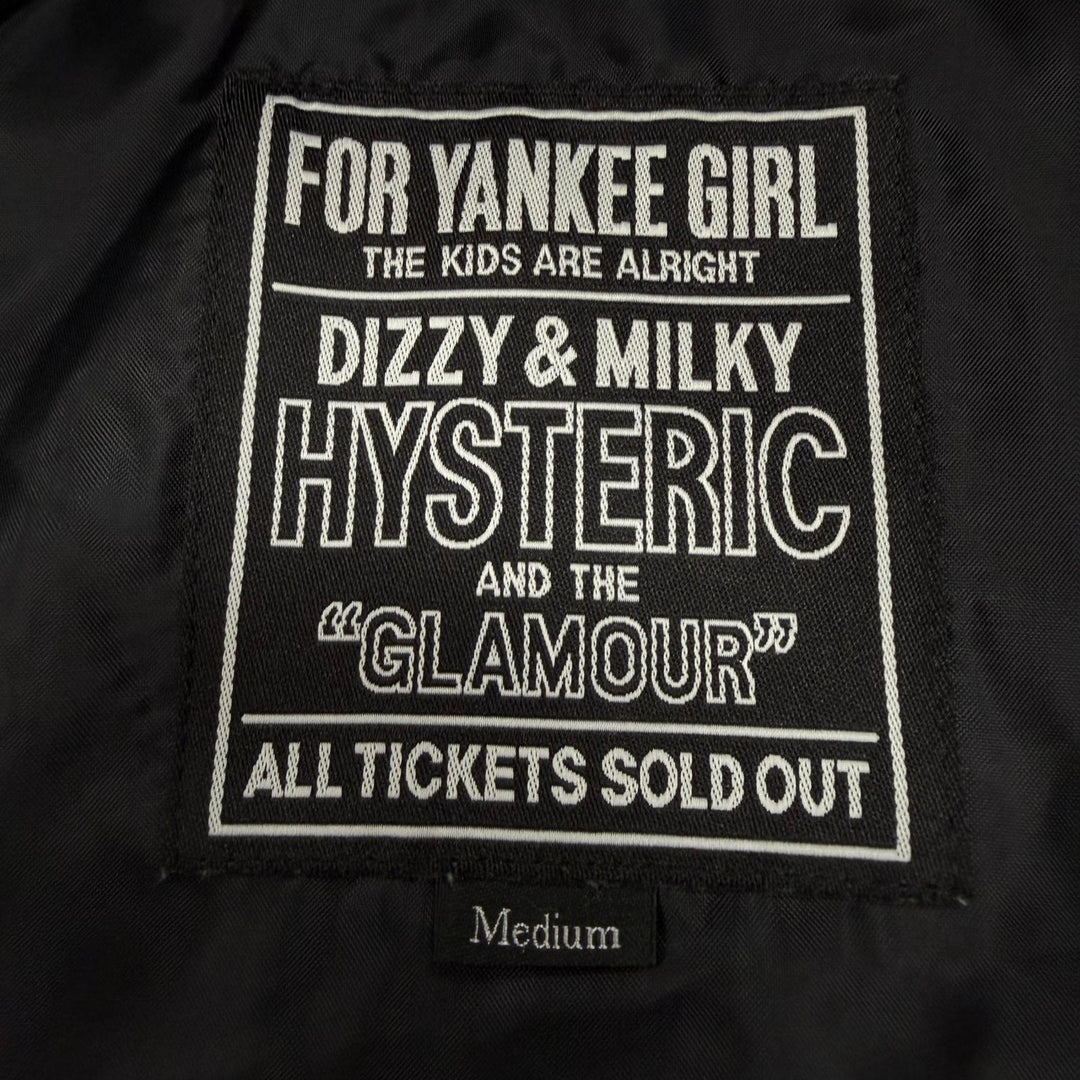 良品▼HYSTERIC GLAMOUR ヒステリックグラマー 02223AB09 ウール90% SEE NO EVIL刺繍 ヴァーシティ レザー 袖革スタジャン M 正規品