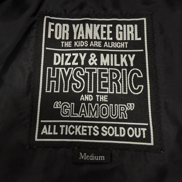 良品▼HYSTERIC GLAMOUR ヒステリックグラマー 02223AB09 ウール90% SEE NO EVIL刺繍 ヴァーシティ レザー 袖革スタジャン M 正規品