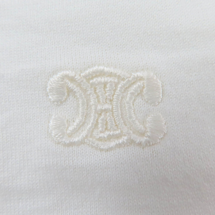 極美品☆CELINE セリーヌ 2X45C671Q コットン100％ トリオンフ刺繡 半袖Ｔシャツ ホワイト S イタリア製 正規品 レディース