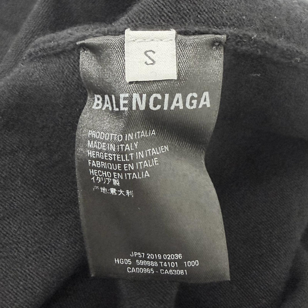 美品□BALENCIAGA バレンシアガ 599888 BBロゴ刺繍 エンブロイダリー クルーネック オーバーサイズ セーター 黒 S イタリア製 正規品