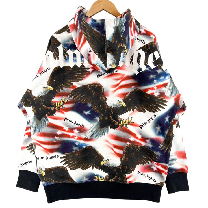未使用品▲PALM ANGELS パームエンジェルス PMBB051S19577001 コットン100% イーグル 星条旗 パーカー マルチカラー S 伊製 正規品 メンズ