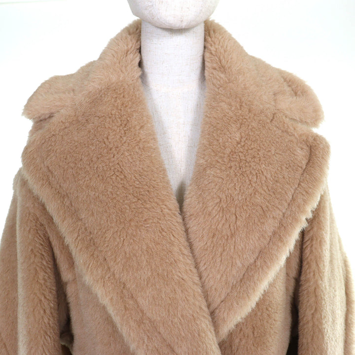 極美品△Max Mara マックスマーラ 白タグ 2023年製 23101602336 テディベア アルパカ カシミヤ シルク ロングコート ベージュ S 正規品