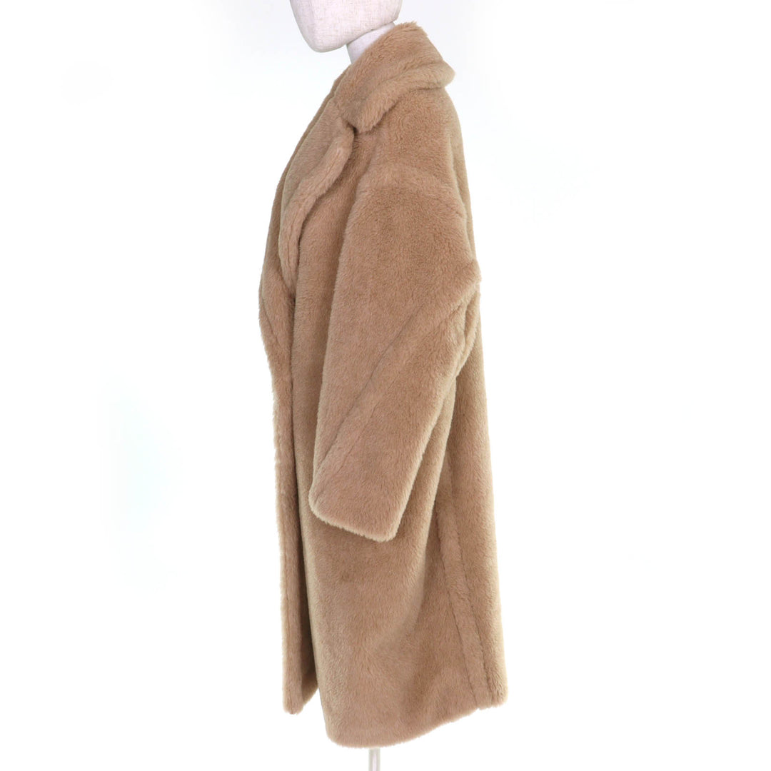 極美品△Max Mara マックスマーラ 白タグ 2023年製 23101602336 テディベア アルパカ カシミヤ シルク ロングコート ベージュ S 正規品