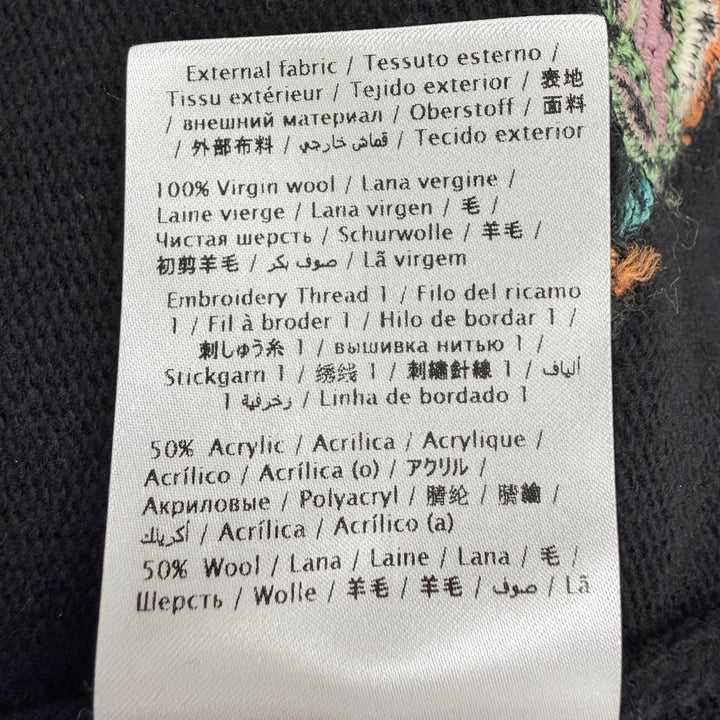 美品▲VALENTINO ヴァレンティノ NB0KC26Y3MC ウール100％ 花刺繍アップリケ ニット ブラック マルチ XS イタリア製 正規品 レディース