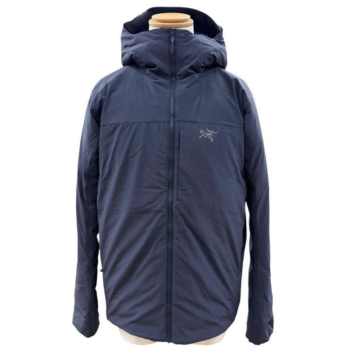美品▼ARC TERYX アークテリクス 25AW X000009895 Epsilon Down Hoody ロゴ刺繍 フーデッド ZIPUP ダウンジャケット ネイビー M 正規品