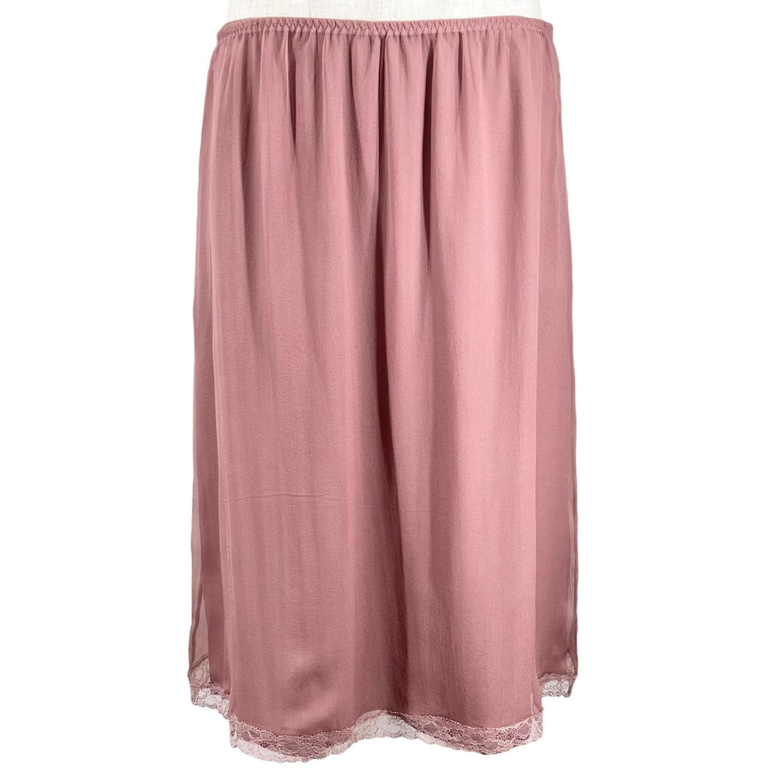 極美品▲GUCCI グッチ 760549 シルク100％ レース使い シフォン スカート ピンク L イタリア製 正規品 レディース