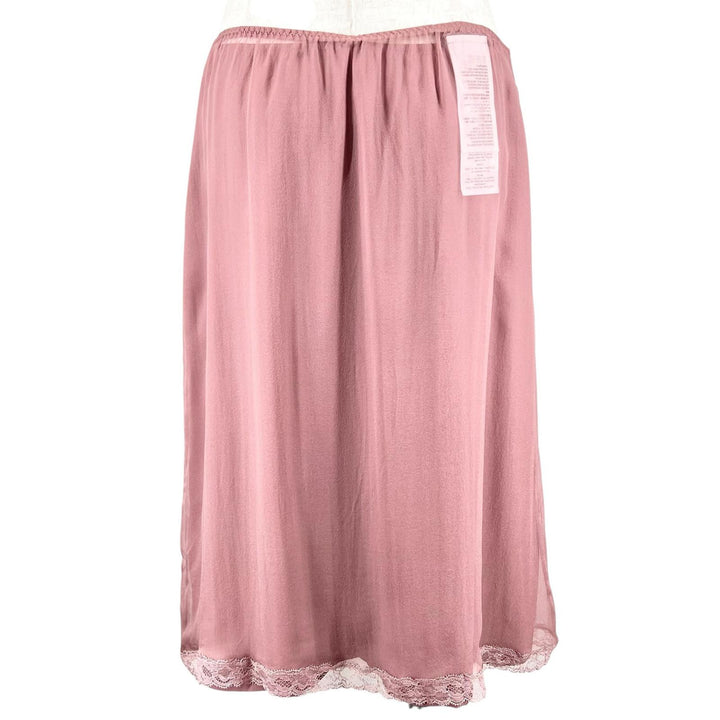 極美品▲GUCCI グッチ 760549 シルク100％ レース使い シフォン スカート ピンク L イタリア製 正規品 レディース