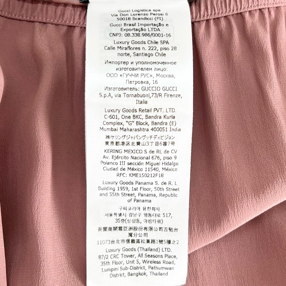 極美品▲GUCCI グッチ 760549 シルク100％ レース使い シフォン スカート ピンク L イタリア製 正規品 レディース