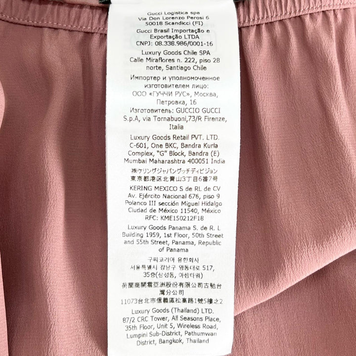 極美品▲GUCCI グッチ 760549 シルク100％ レース使い シフォン スカート ピンク L イタリア製 正規品 レディース