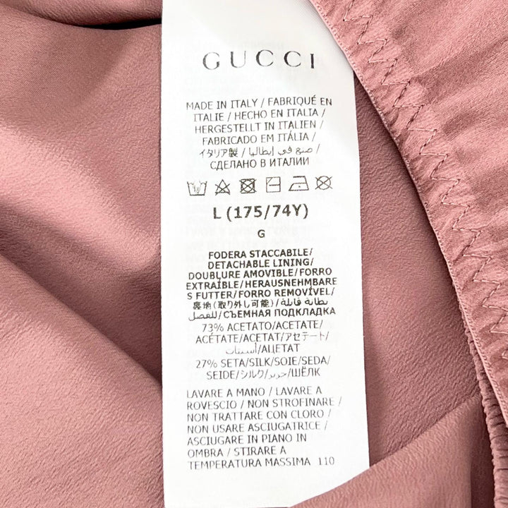 極美品▲GUCCI グッチ 760549 シルク100％ レース使い シフォン スカート ピンク L イタリア製 正規品 レディース