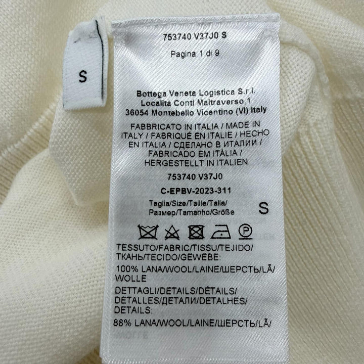 極美品□BOTTEGAVENETA ボッテガヴェネタ 2023年製 753740 ロゴ刺繍 タートルネックニット セーター アイボリー S イタリア製 正規品