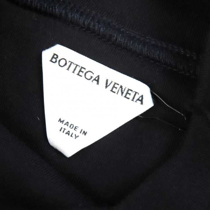 極美品△BOTTEGAVENETA ボッテガヴェネタ 725652 コットン100% ロゴ刺繍 ハイネック 長袖 トップス カットソー ダークネイビー XS 正規品