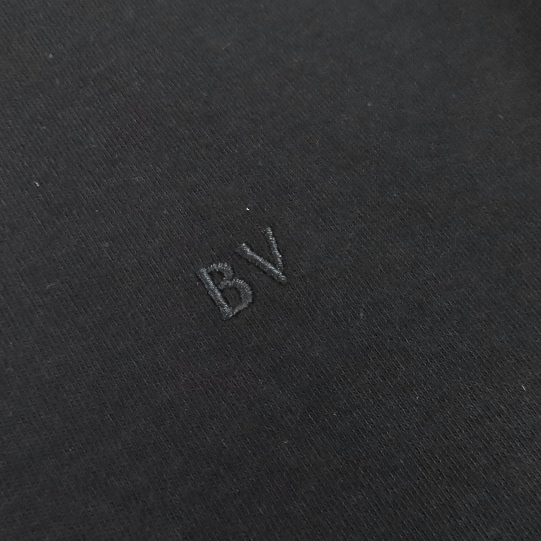 極美品△BOTTEGAVENETA ボッテガヴェネタ 725652 コットン100% ロゴ刺繍 ハイネック 長袖 トップス カットソー ダークネイビー XS 正規品