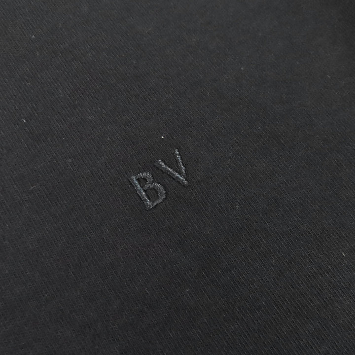 極美品△BOTTEGAVENETA ボッテガヴェネタ 725652 コットン100% ロゴ刺繍 ハイネック 長袖 トップス カットソー ダークネイビー XS 正規品