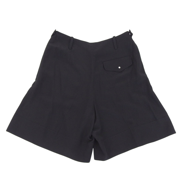 美品▲HERMES エルメス シルク100％ セリエボタン付き ショートパンツ キュロットパンツ ブラック 36 フランス製 レディース