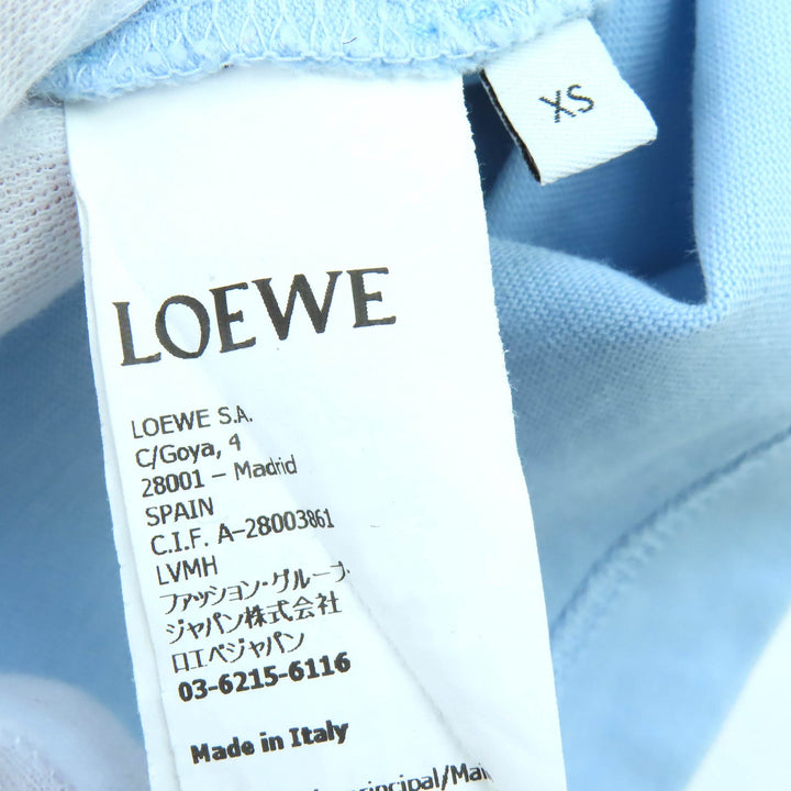 美品△LOEWE ロエベ H526Y22XA4 コットン100% ロゴ アナグラム レター刺繍 クルーネック 半袖Ｔシャツ ライトブルー XS イタリア製 正規品