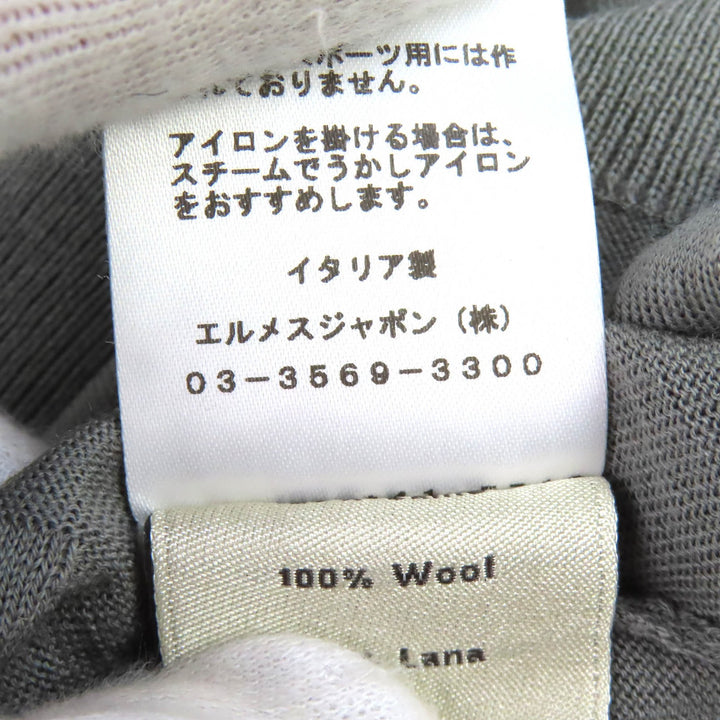 極美品△HERMES エルメス Equestrian Fragments ウール100％ クルーネック 半袖ニット トップス グレー XL イタリア製 正規品 メンズ