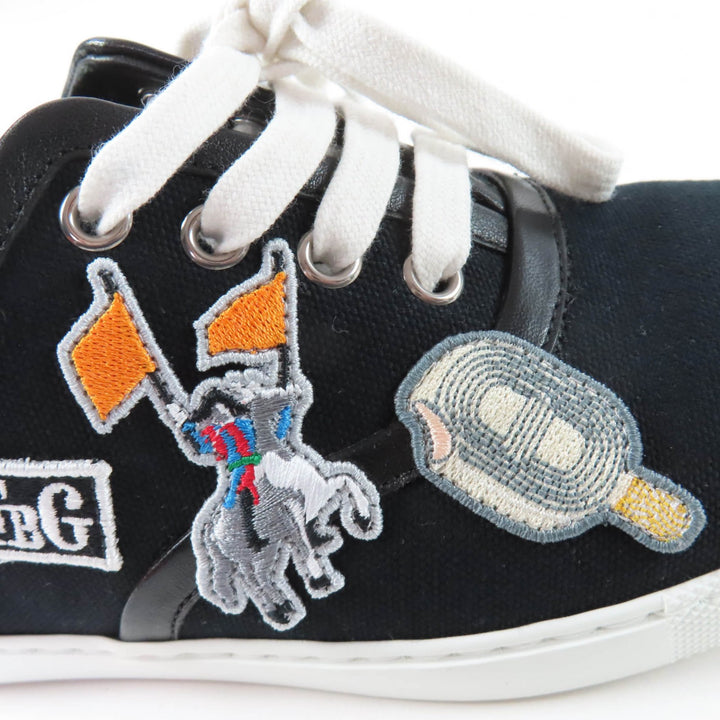 美品☆HERMES エルメス イノサン レザー使い ロゴワッペン付 レースアップ ローカットスニーカー ブラック 36.5 イタリア製 レディース
