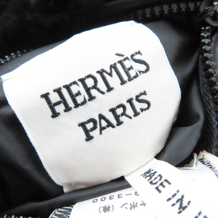 未使用品☆HERMES エルメス 4H1221DF リバーシブル ラムレザー ムートン クロップド丈 ダウンジャケット ブラック 38 正規品 レディース